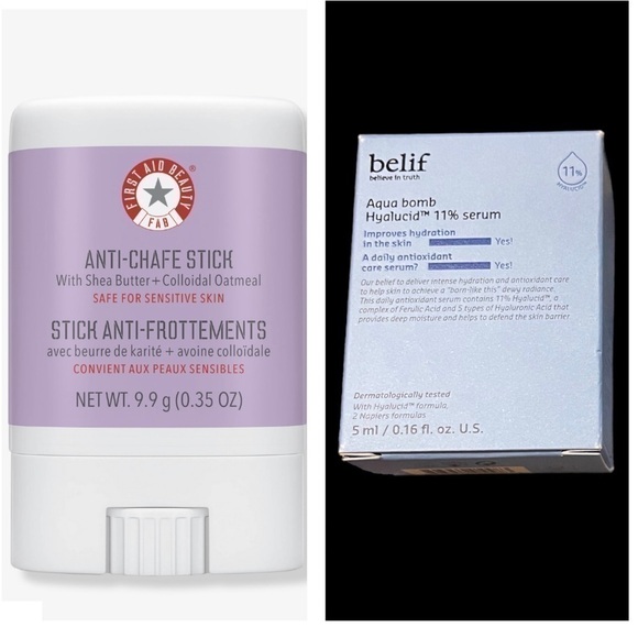 First Aid Beauty Anti-Chafe Stick and Belif Aqua Bomb Hyalucid 11% Serum Bundle - Picture 1 of 16